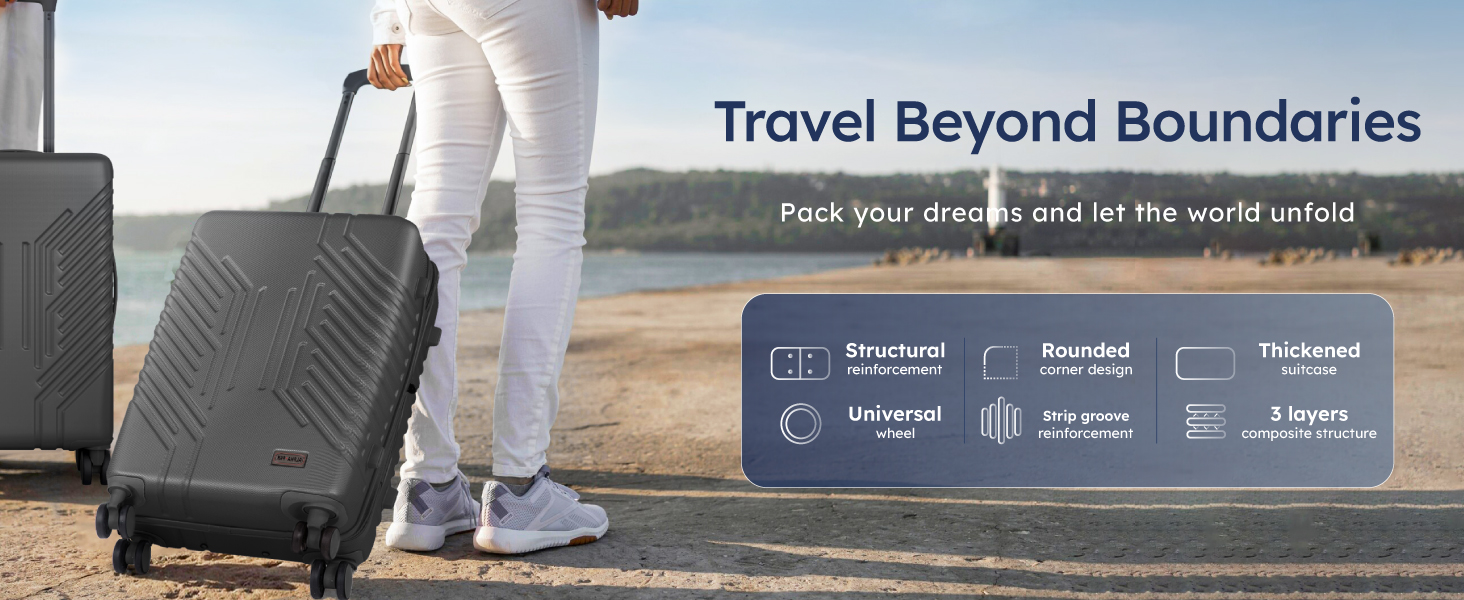 20'' Trolley Case Carry On Luggage with USB Charge Travel Suitcase