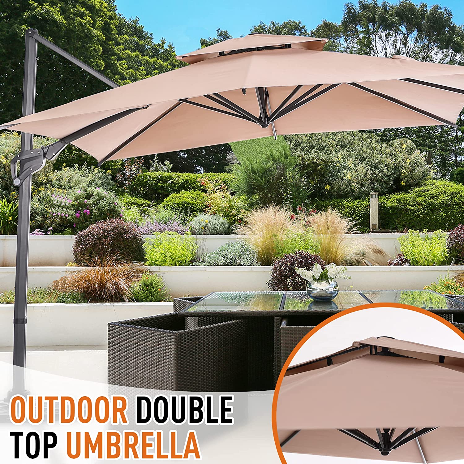 10FT Offset Cantilever Patio Hanging Umbrella Outdoor Market Umbrella Sun  Shade | eBay