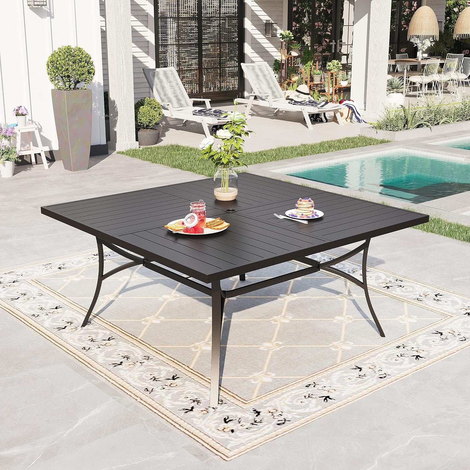 folding patio tables with umbrella hole HDPE Outdoor Dining Sets v::ca Maypex 9-foot Pagoda Market Size(Foot):9 ft saving convenience Octagon shape